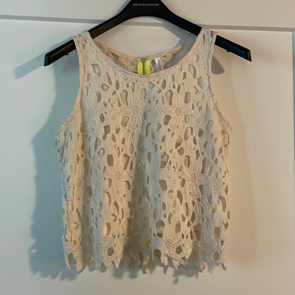 Women’s Cream Lace Top with Zipper